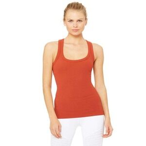 Alo Yoga Ribbed Tank Top Coral Racerback Built-in Bra Small